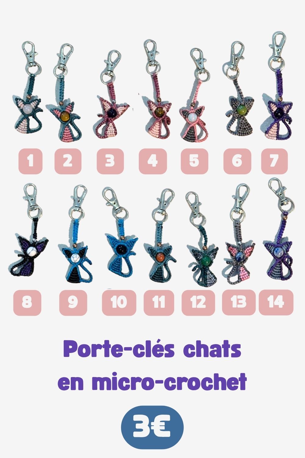 Porte-clé chat micro-crochet