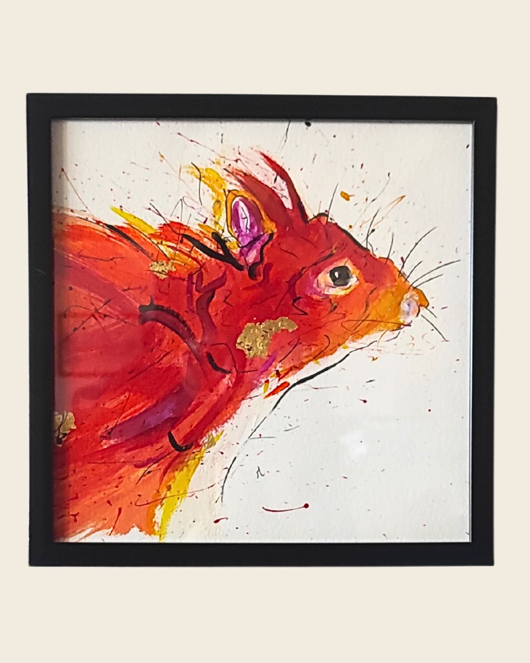 Aquarelle encadrée écureuil