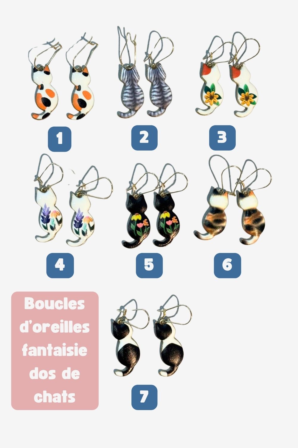 Boucles d'oreilles chat de dos
