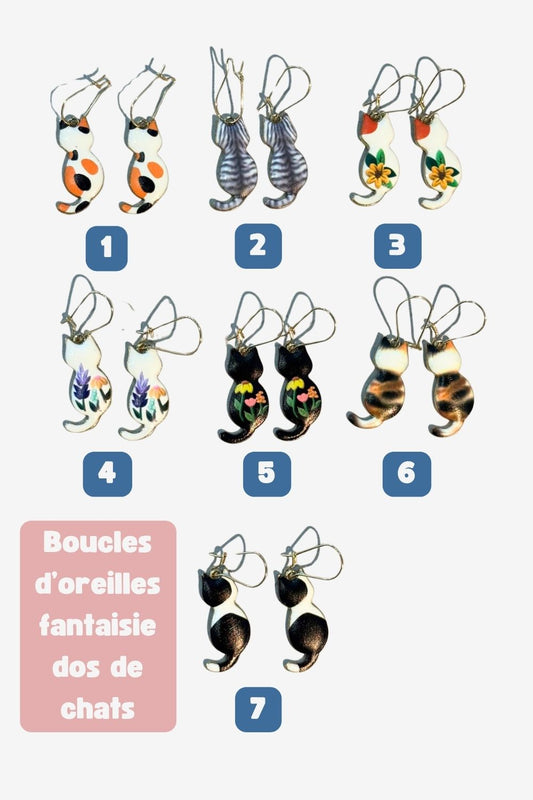 Boucles d'oreilles chat de dos