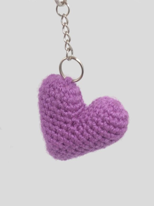 Porte clé cœur crochet violet