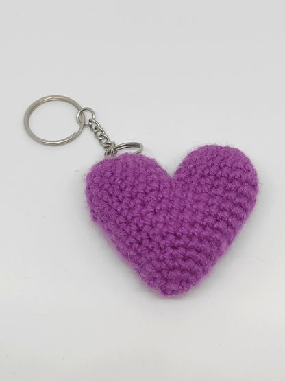 Porte clé cœur crochet violet