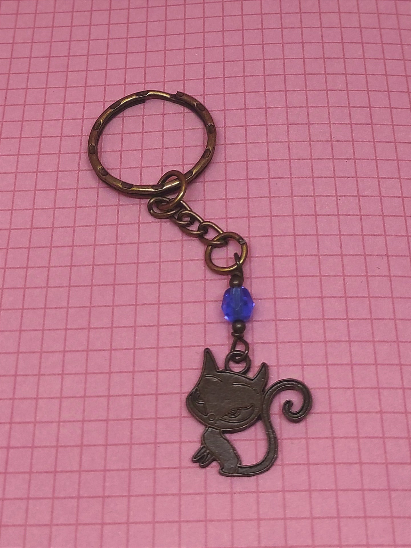 Porte clé chat bronze