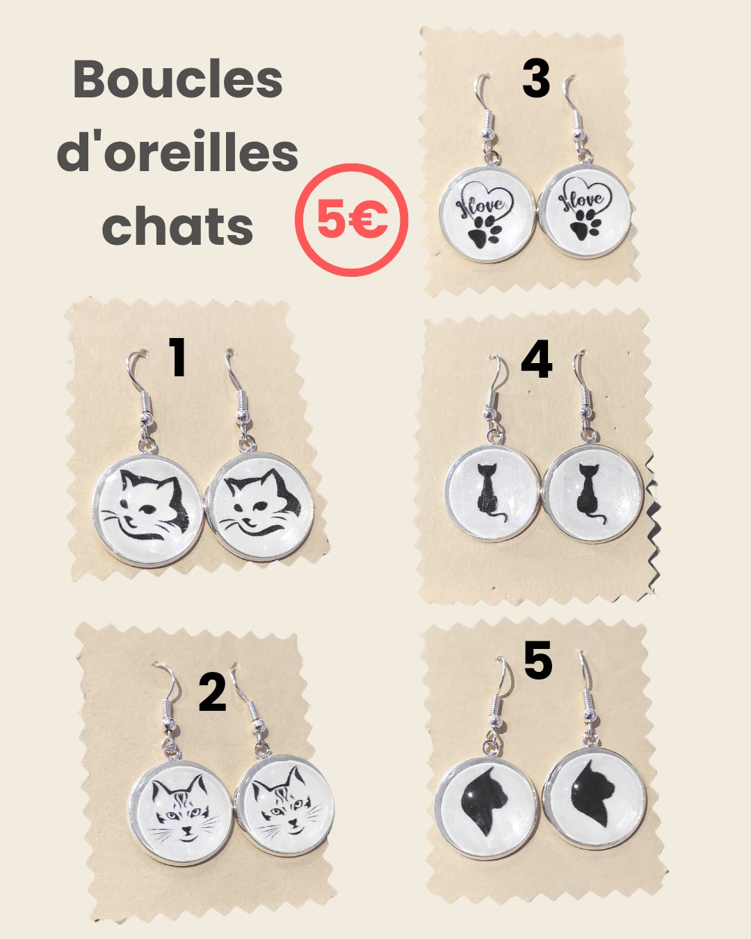 Boucles d'oreilles chats