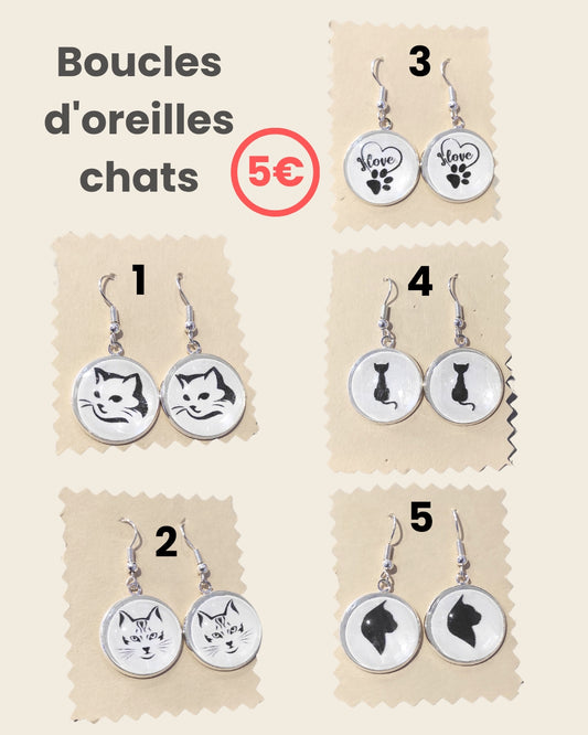 Boucles d'oreilles chats