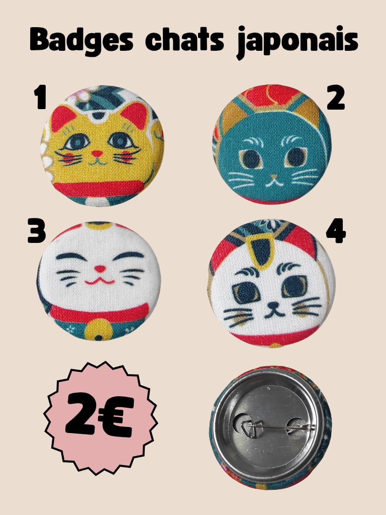 Badge chats japonais